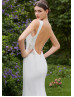 Beaded Ivory Satin Open Back Sexy Mermaid Wedding Dress